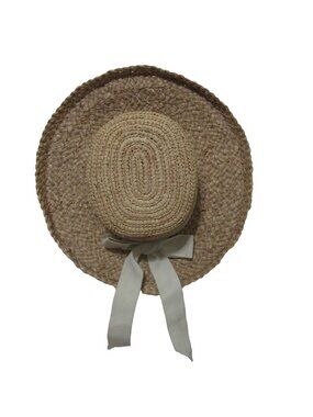 Cherokee Wide 4" Brim Hat Summer Sun Shade 100% Straw Cottagecore Ribbon Bow VTG
